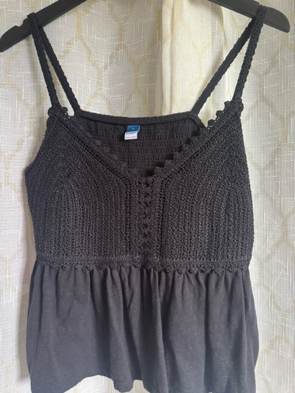 Old Navy Black Crocheted Knit Cami Tank Top